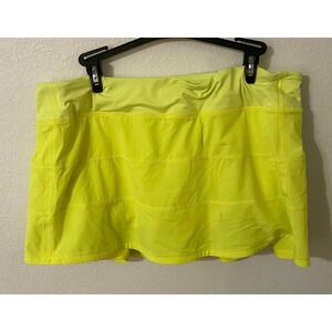 Lululemon Athletic Womens Skirt Shorts Neon Yellow Pleated Built-in Shorts 14‎